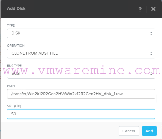 Add RAW disk to VM