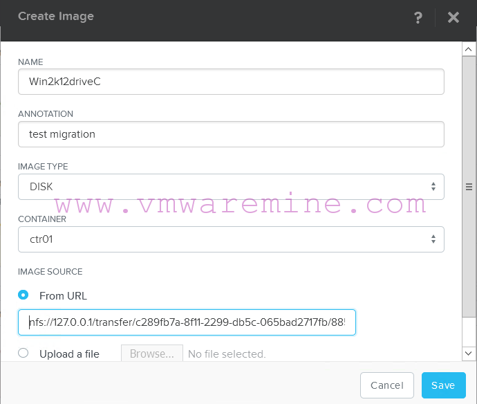 Create image from VHD disk