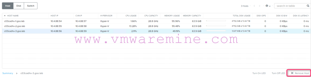 Remove host from Nutanix cluster